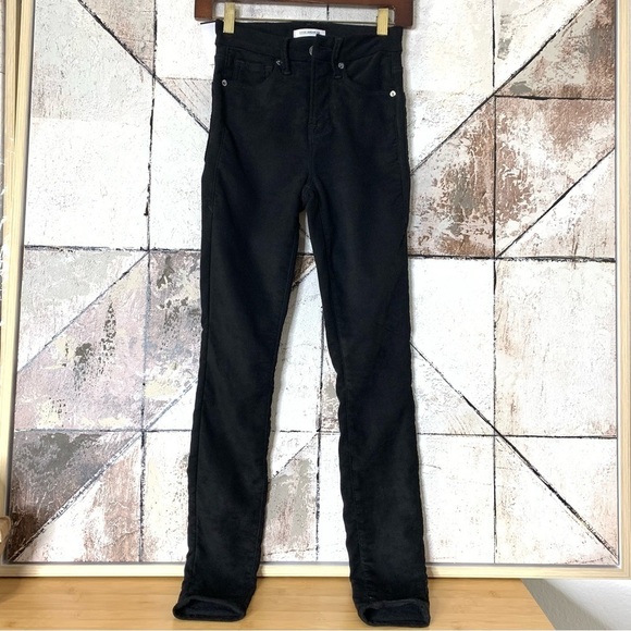 Good American Good Legs Crop Faux Suede Black Pants Size 0/25 - Picture 4 of 15